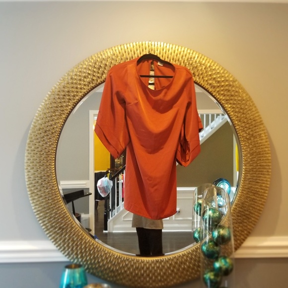 Rust color flare sleeve dress - Picture 1 of 5